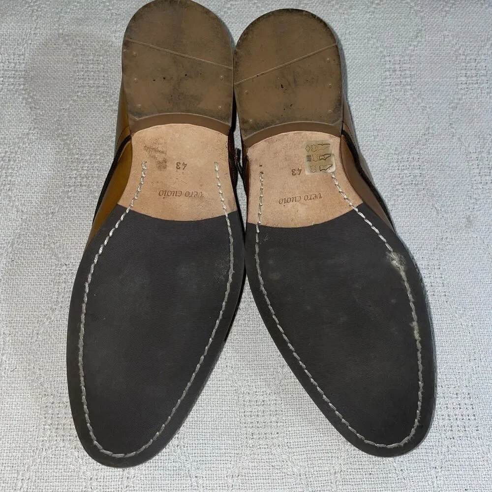 Aldo Men’s Double Monk Dress Shoes Size 43 U.S. 10 M Tan Leather Business Formal